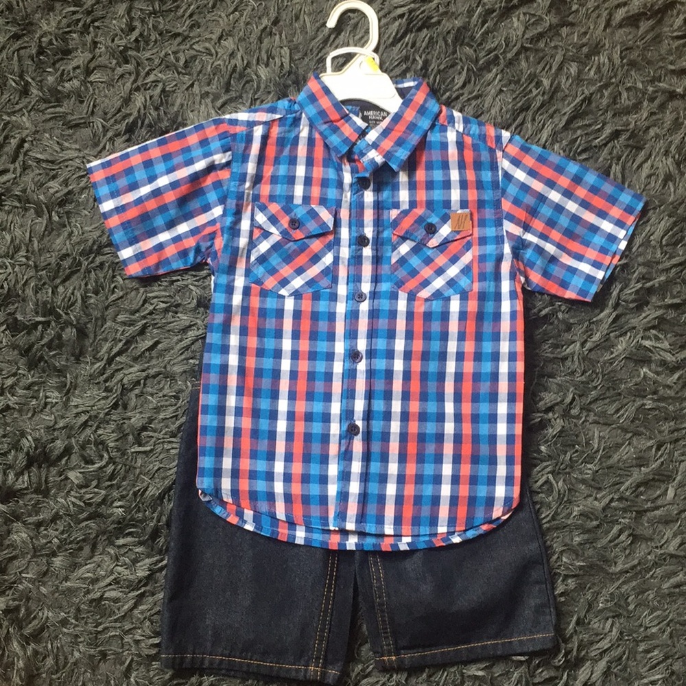 Boys’ Shorts Set with Collared Button Down Shirt